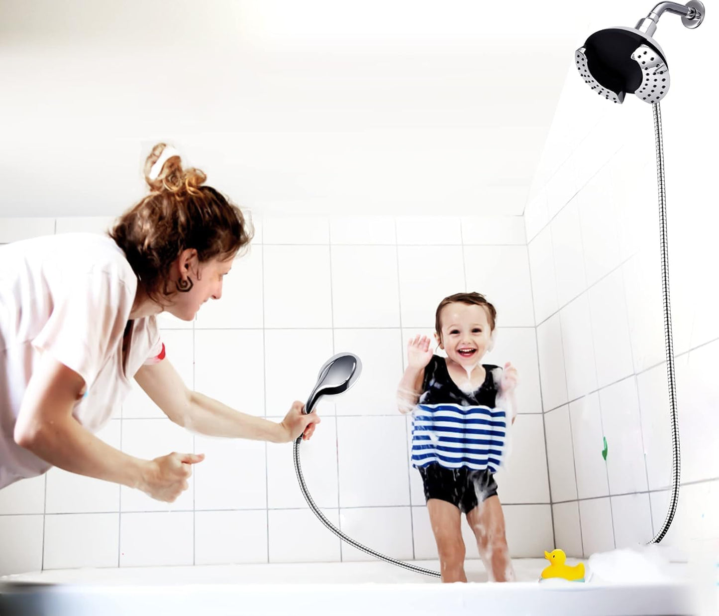 GRICH Shower Heads with Hand Held Spray: 9 Modes High Pressure Shower Head & Rain Shower Head, 2 in 1 Anti-Leak Shower Head with Hose, Height/Angle Adjustable, cUPC Certification Approved
