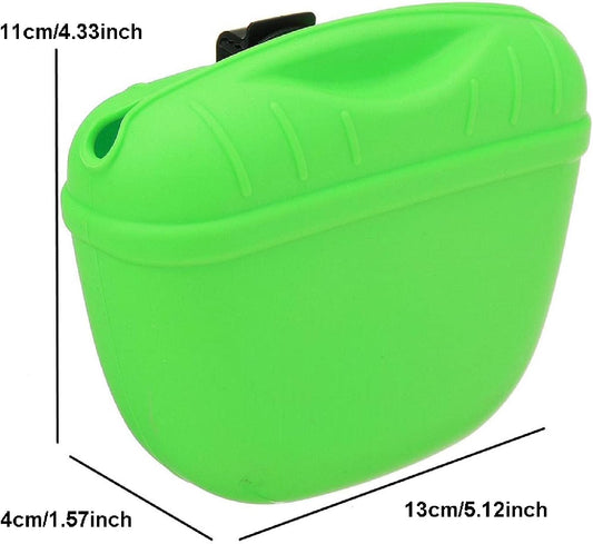 SagaSave Dog Treat Pouch for Training Silicone, Magnetic Closure Opening Portable Dog Treat Bag for Dog Training 3PCS Green - PuriLite