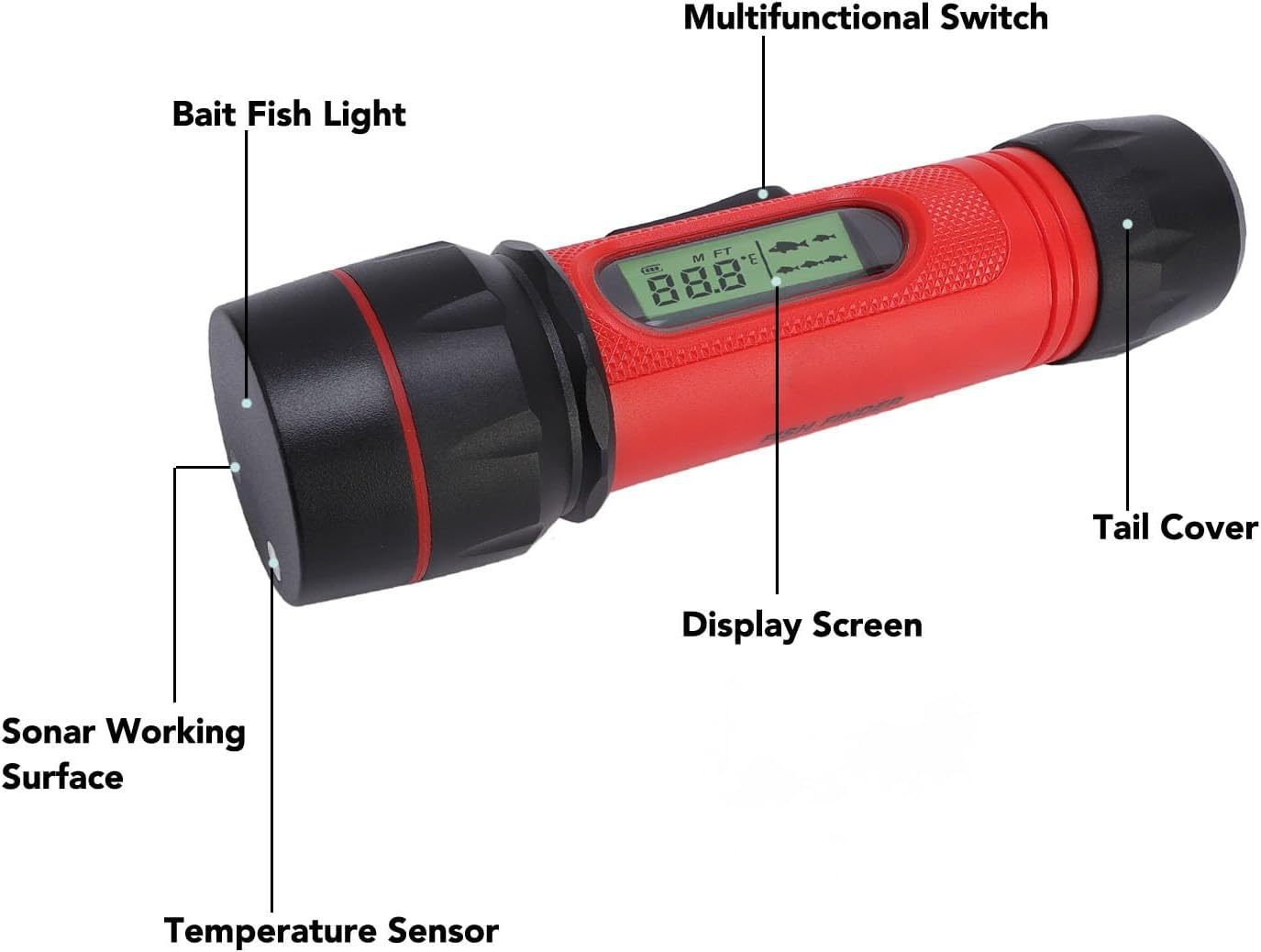 Sanpyl Portable Fish Depth Finder with LCD Screen, Handheld Kayak Fish Finder, Max Detection 295.3 Ft for Boat Fishing, Ice Fishing, Offshore Fishing