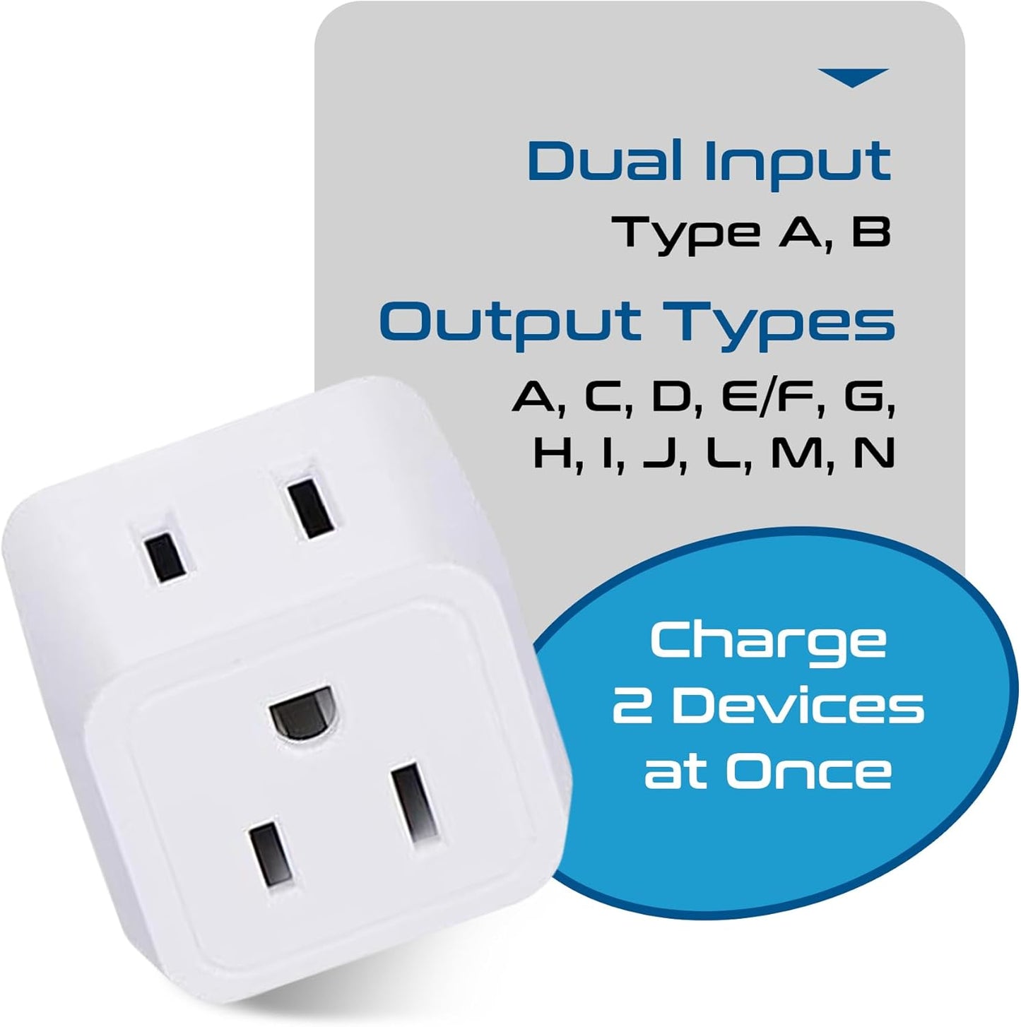Ceptics Universal Travel Adapter kit, Dual USB (QC 3.0) + 2 US outlets + USB-C Cable, Use with Chargers, Cell Phones, Laptops, 6 Plug attachments for Worldwide use (Does Not Convert Voltage) (WPS-2B)