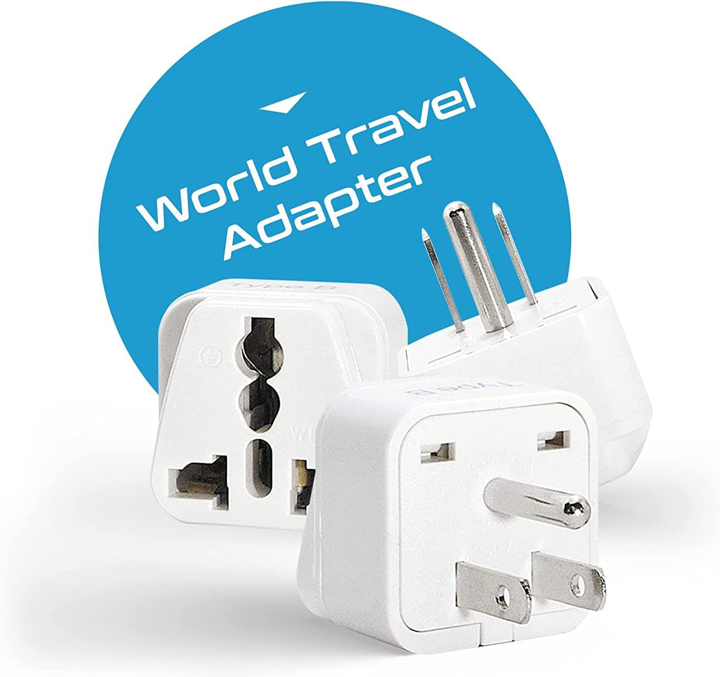 Ceptics Universal Travel Adapter kit, Dual USB (QC 3.0) + 2 US outlets + USB-C Cable, Use with Chargers, Cell Phones, Laptops, 6 Plug attachments for Worldwide use (Does Not Convert Voltage) (WPS-2B)