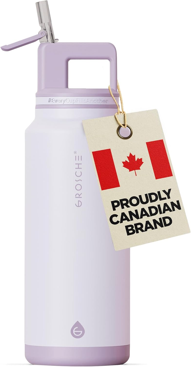 GROSCHE Alpine Flip 'N Sip 16oz Insulated Water Bottle - Stainless Steel, Leakproof Flask with Straw - Perfect for Gym, Travel, Sports & Outdoor Use, Canadian Brand! - 16 fl. oz, Scuba Blue