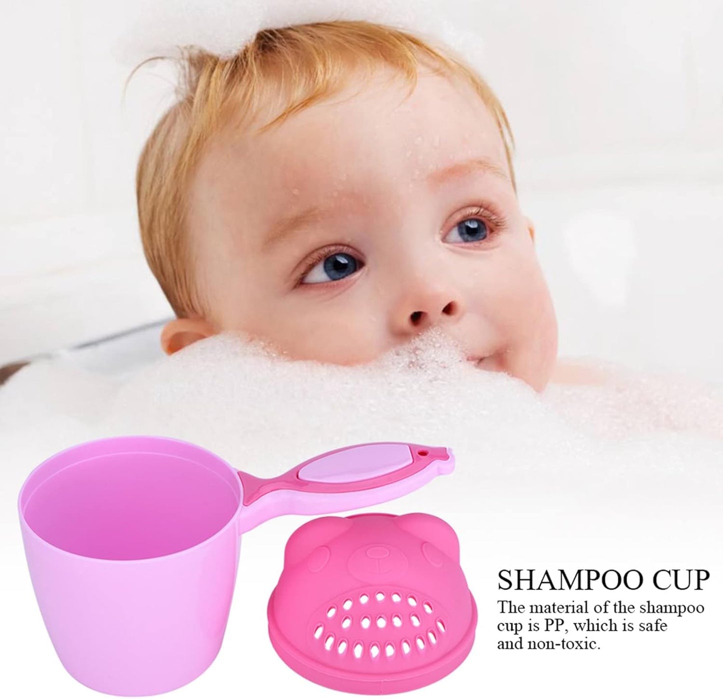 Qiilu Bath Rinse Cup Baby Shampoo Cup Cute Kid Wash Hair Bathing Flusher Eye(Green) ()