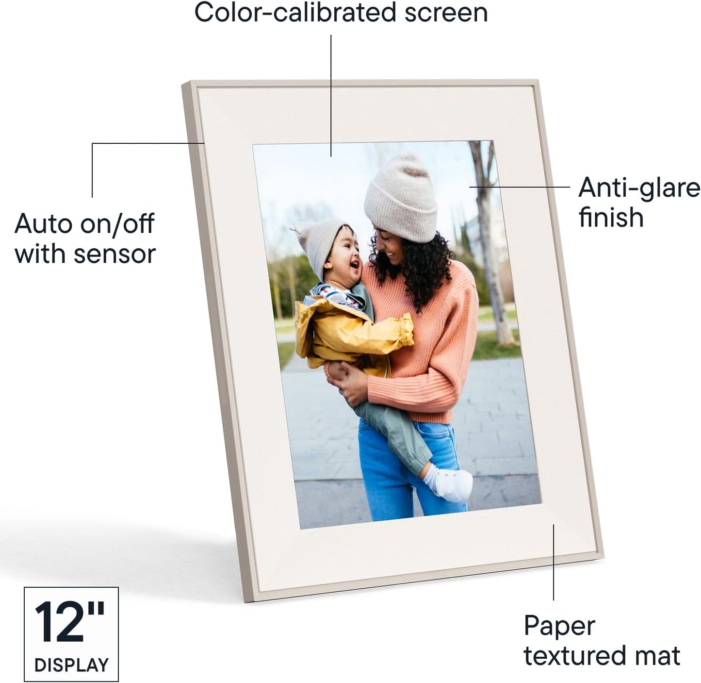 Aura Aspen 12" Digital Photo Frame - Black with Paper Mat