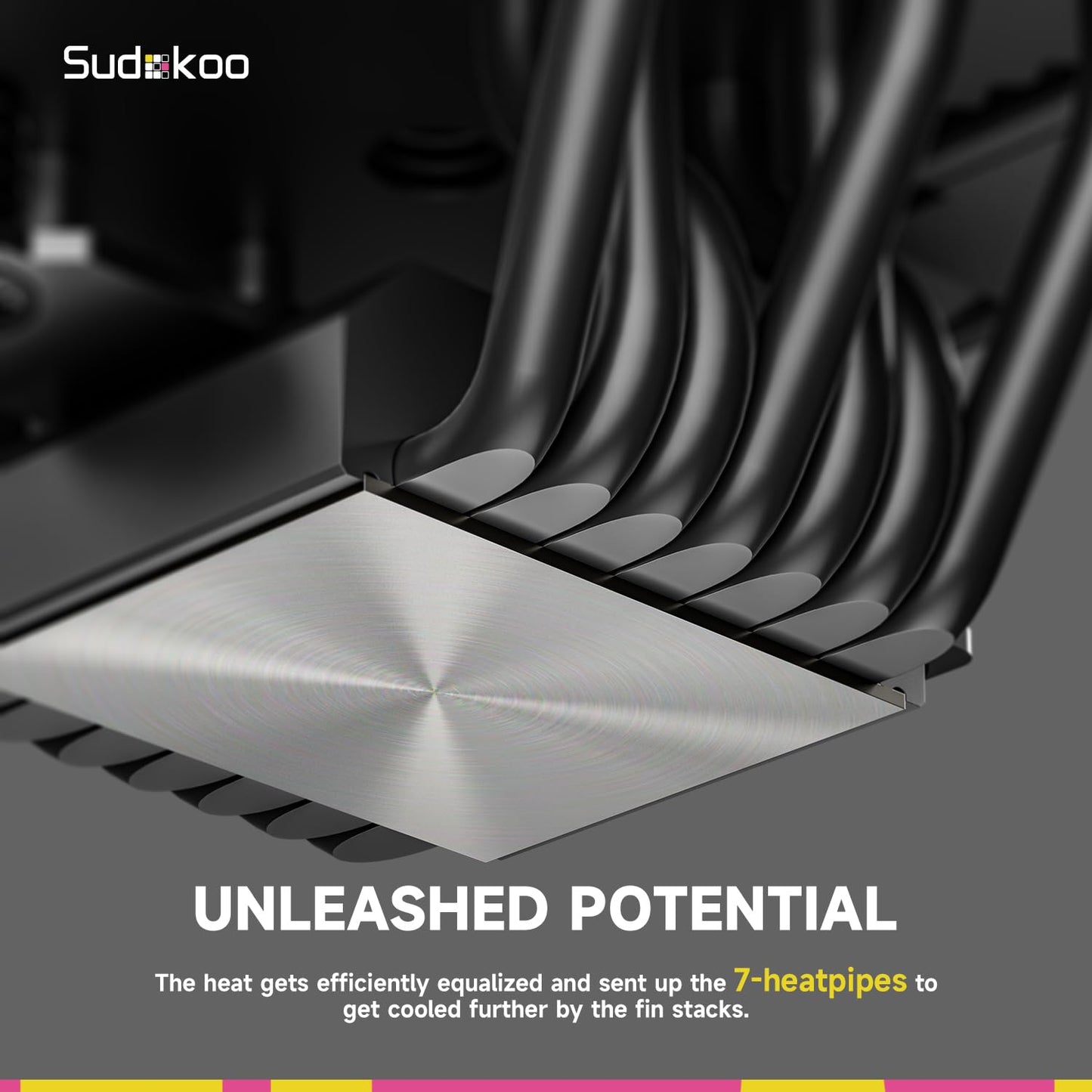Sudokoo SK700 White AM5 CPU Cooler : 7 Heatpipes CPU Air Cooler for AM5 Exclusive - Single Tower PC Cooling with 120mm FDB PWM Quiet Fan & L-Rail Lock Mount
