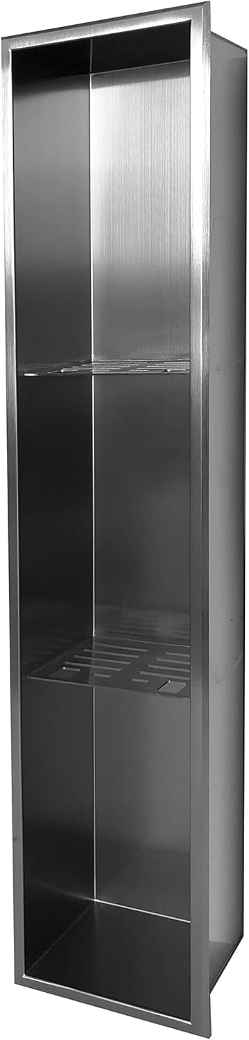 Agua Canada Shower Niche 12”x 12” Single Shelf Organizer Best Modern in Wall Bathroom Accessory for Shower or Tub Storage Insert Holds Soap Bottles Toiletries (GOLD) NICOLA12X12-GD