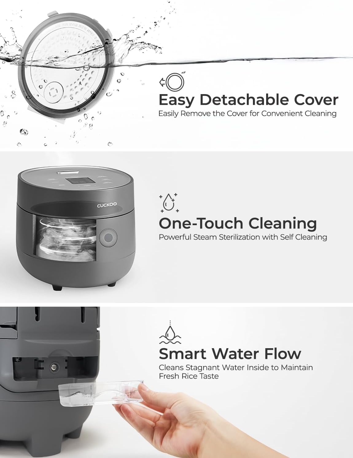 CUCKOO Rice Cooker 6 Cup Uncooked / 12 Cup Cooked, Modern Fuzzy Logic Rice Cooker Small with Delay Timer & Keep Warm Setting, Versatile Food Steamer for Cooking, Non-Stick Inner Pot, Gray (CR-0675FG)