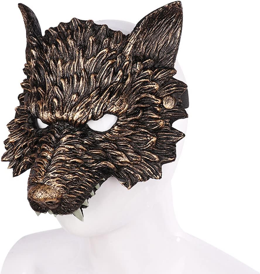 Alodidae Wolf Mask Half Face Werewolf Mask Animal Masquerade Masks for Men Adult Halloween Cosplay Costume