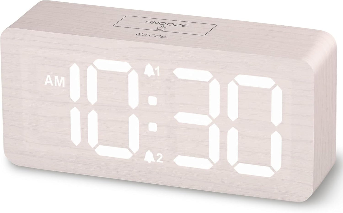 Purilite Select Wooden Digital Alarm Clock with Large LED Display