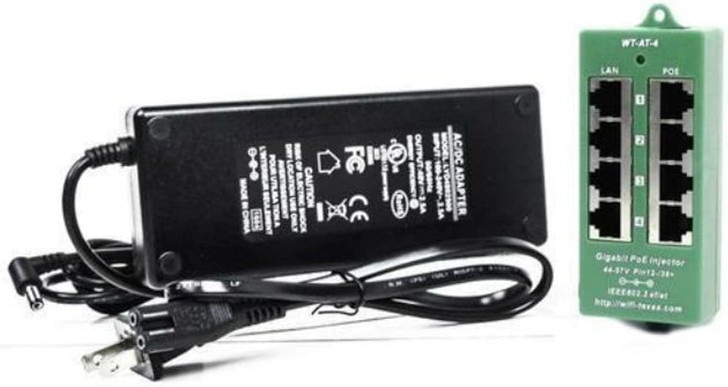 Purilite Select 8-Port Gigabit PoE Injector with 48V Power Supply – 60W Total Output for IP Phones, Cameras & Access Points