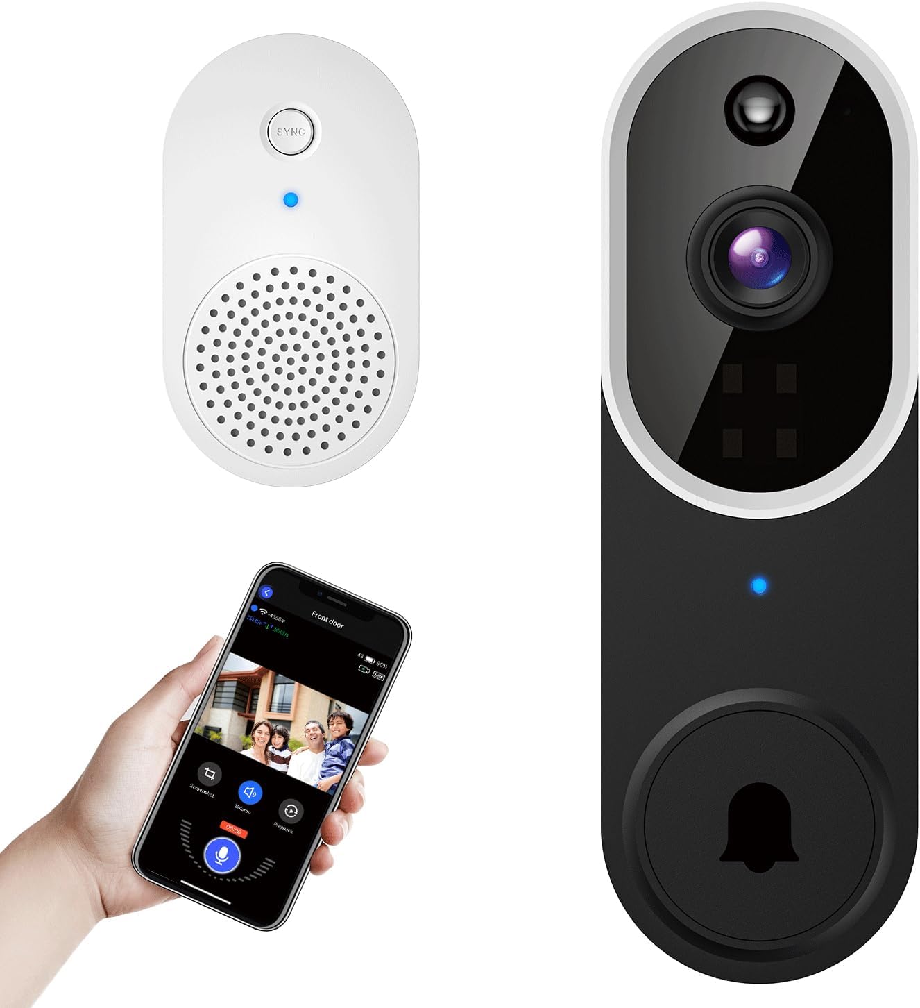 Occuwave 1080P Video Doorbell Camera Wireless with Chime Ringer, Cloud Storage, Live Image, 2-Way Audio, Night Vision, 2.4Ghz WiFi, Indoor Surveillance, Real-Time Alert (Brown+Black)