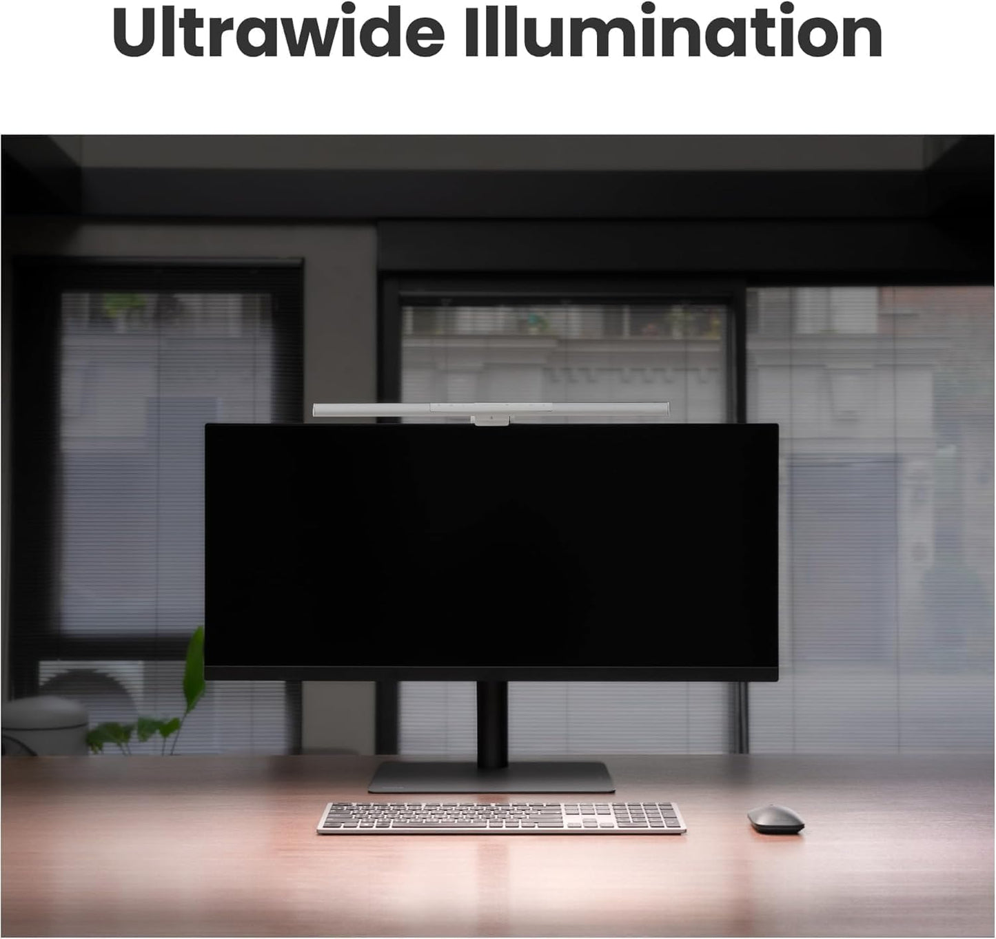 BenQ ScreenBar Pro LED Monitor Light (Silver)/Ultrawide Illumination/Motion Sensor/Adjustable Brightness and Color Temperature/Eye-Care Light Bar/No Screen Glare/Space Saving/Curved Monitors/USB-C