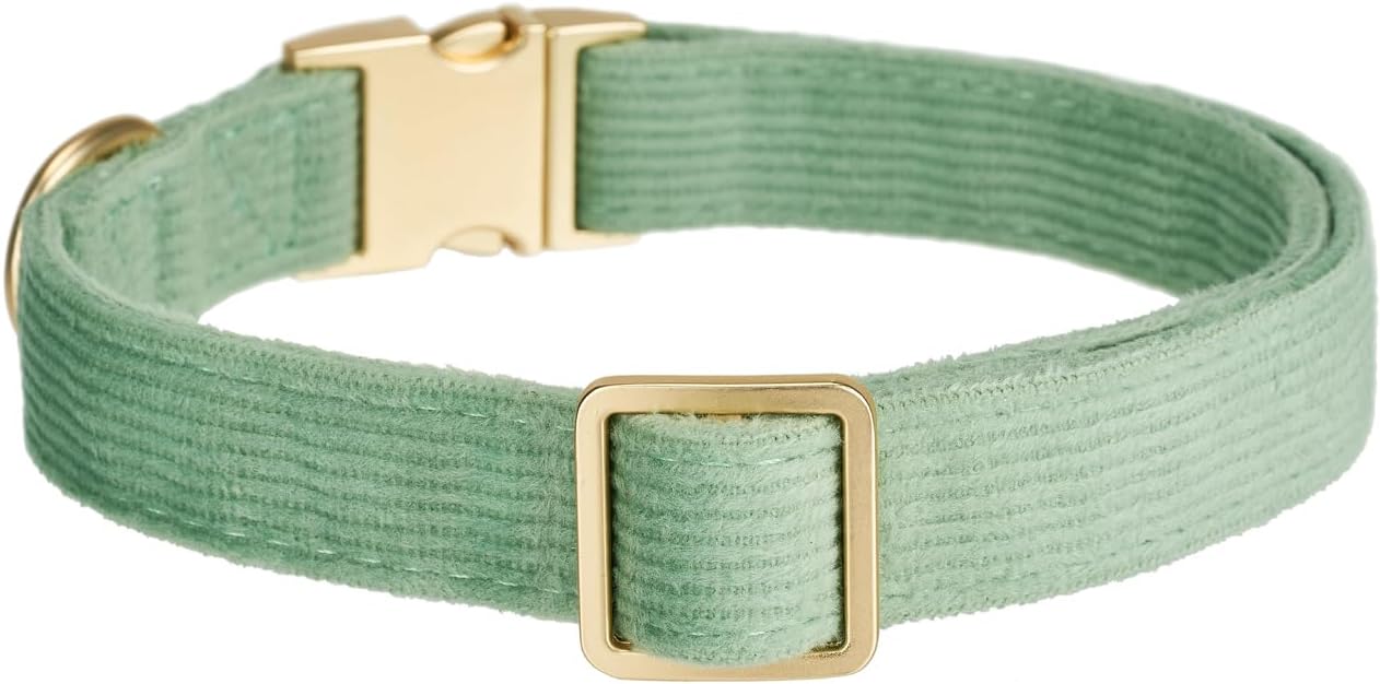 YUDOTE Soft Cotton Dog Collar with Metal Buckle Adjustable Heavy Duty Comfy Corduroy Collars for Small Medium Large Dogs,Black,Small