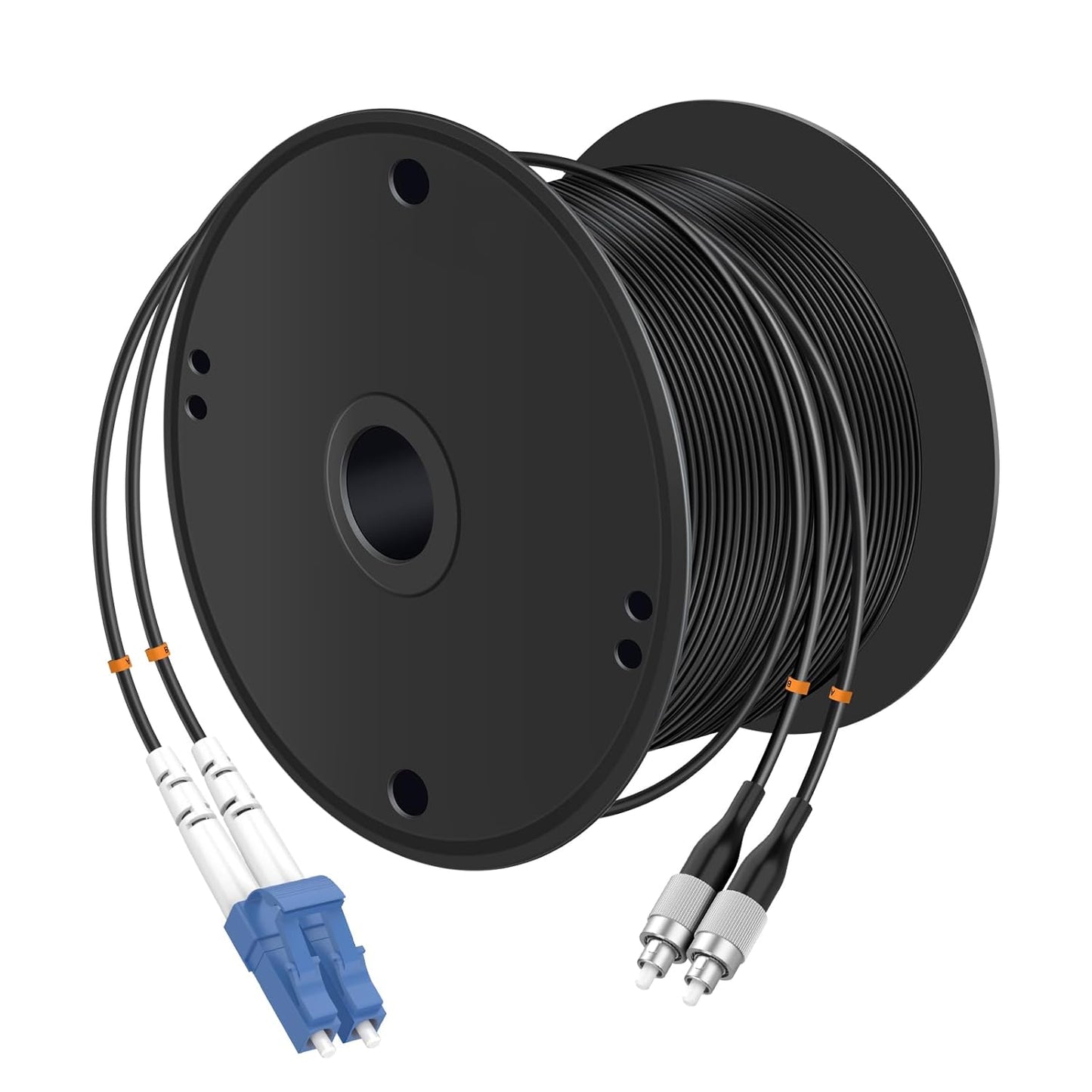 Buacoz 200 Meters LC to LC UPC Outdoor Armored Fiber Patch Cable, 9/125um Single Mode Duplex Fiber Optic Internet Cables, Jumper Optical Patch Cord, (200M/656ft), TPU Black