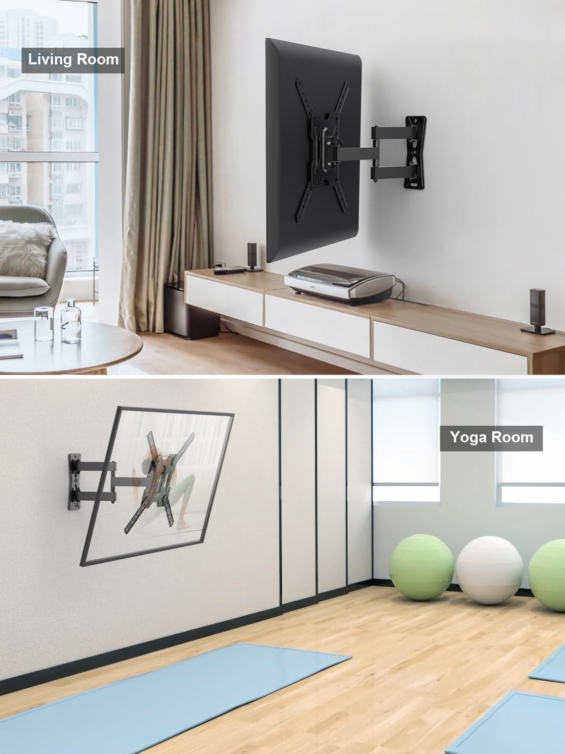 USX MOUNT Full Motion TV Wall Mount for 26-55 Inch TVs up to 77 Lbs, Articulating TV Mount with Perfect Center Design, Single Stud Wall Mount TV Bracket, Max VESA 400x400mm