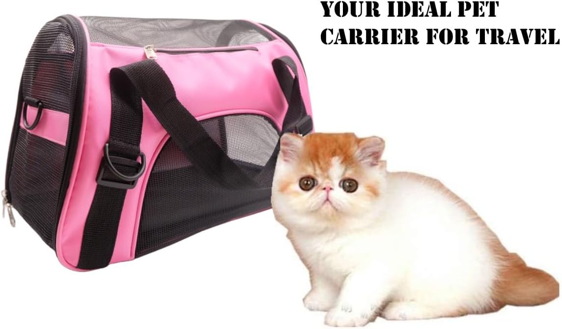 ZaneSun Cat Carrier,Soft-Sided Pet Travel Carrier for Cats,Dogs Puppy Comfort Portable Foldable Pet Bag Airline Approved (Small Rosered)
