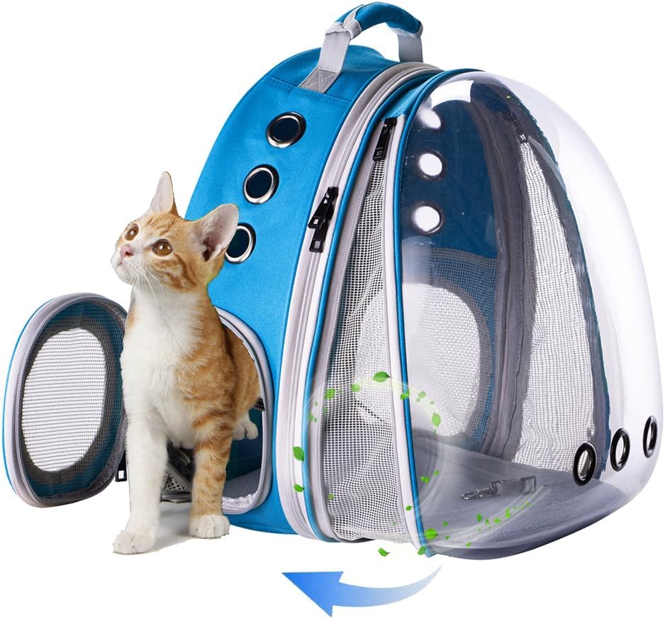 WEVONIGU Front Expandable Cat Backpack Carrier,Fit up to 16 lbs,Pet Carrier Backpack,Space Capsule Astronaut Bubble Window Bag,Cats and Puppies,Airline-Approved,Designed for Travel,Hiking,Walking