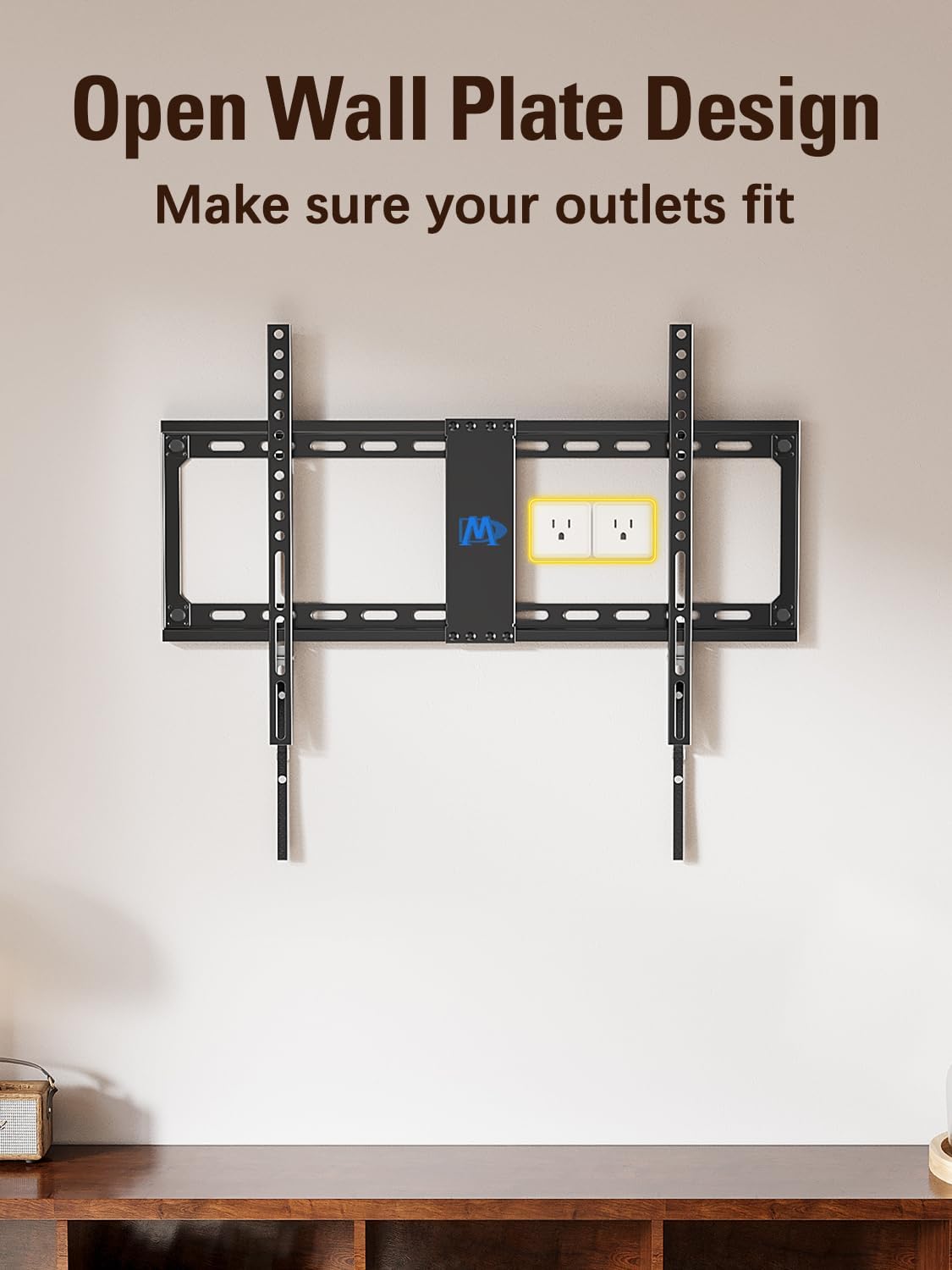 Mounting Dream Fixed TV Mount Low Profile for Most of 42-84 Inches TV Low Profile TV Wall Mount fits 16" 18" 24" Wood Studs up to VESA 600 x 400mm and 132 LBS, Ultra Slim and Space Saving MD2163-K