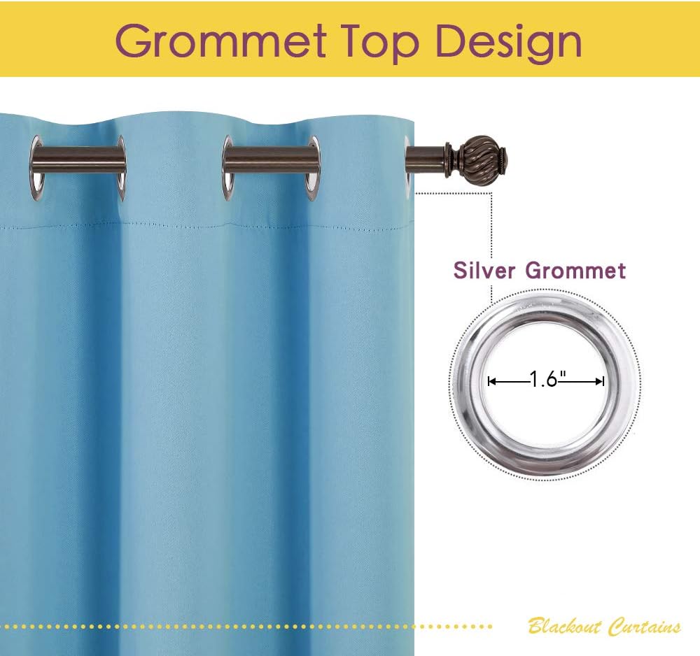 NICETOWN Blackout Curtains 2 Panels for Bedroom- Thermal Insulated Grommet Blackout Curtains 63 Inches Long for Living Room/Kitchen Rideaux occultants (2 Panels, W42 x L63 -Inch,Grey) - PuriLite