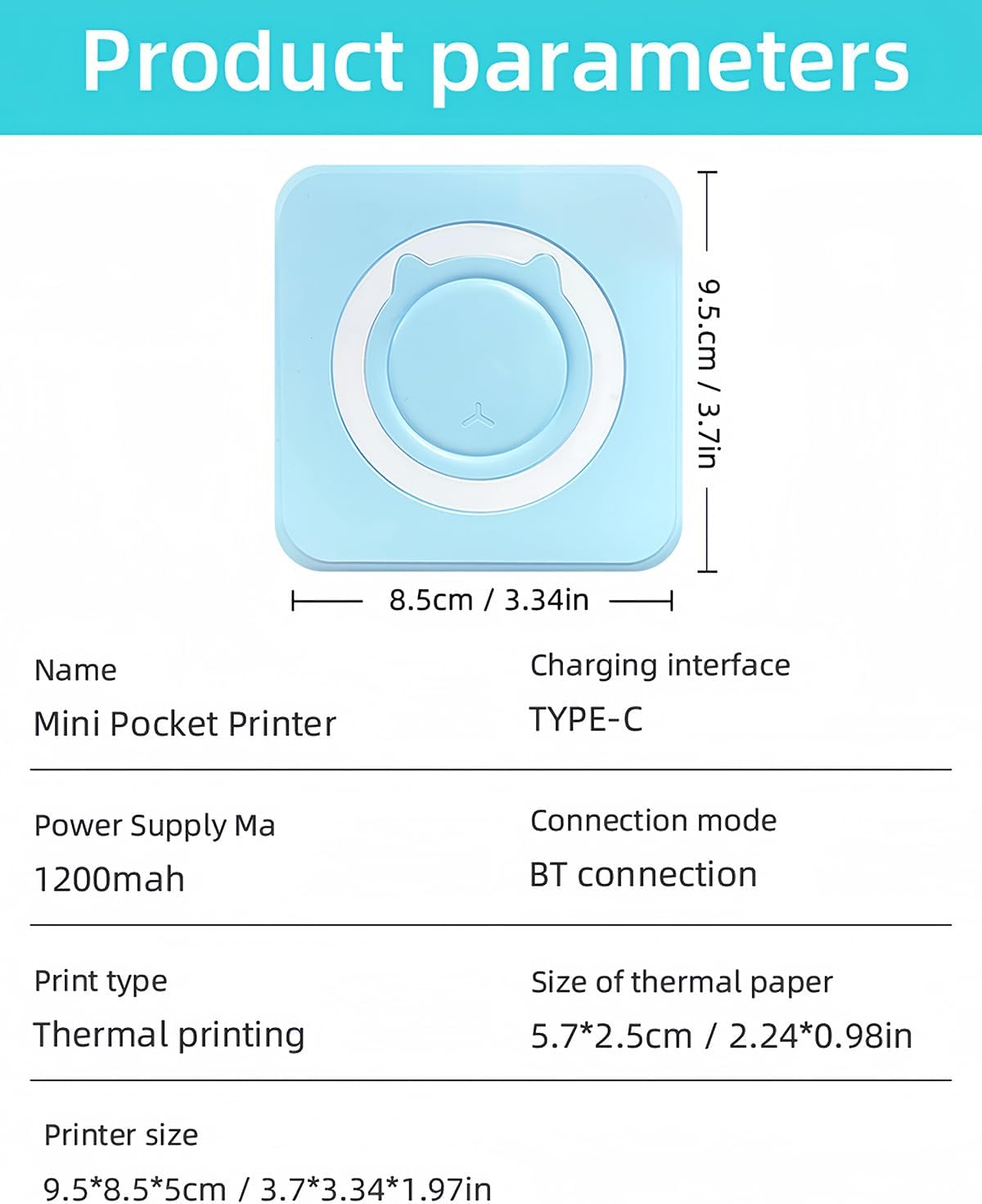 Label Maker - Mini Portable Sticker Printer with 13 Rolls Self-Adhesive Thermal Papers, Labeller Machine for Home Office Study Business Texts Journal, Blue