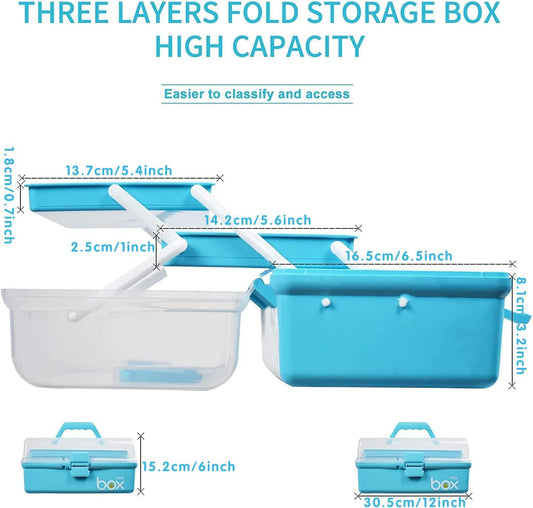 Purilite Select 12" Blue Craft Storage Box with 2 Trays