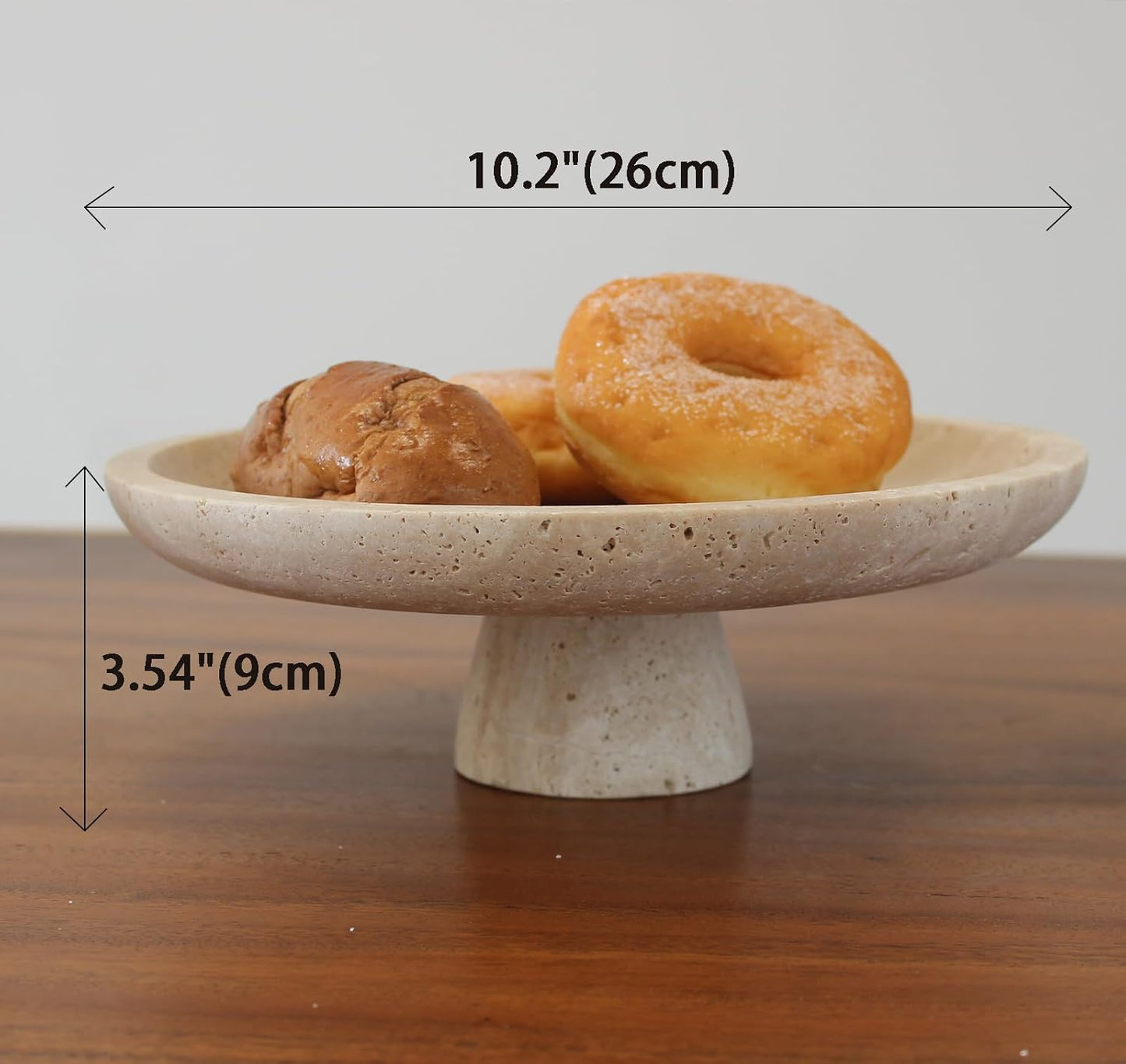 Natural Travertine Fruit Bowl for Kitchen Counter 10.2", Large Decorative Bowl Pedestal for Home Decor, Fruits Holder For Dining Table - Kitchen Organization