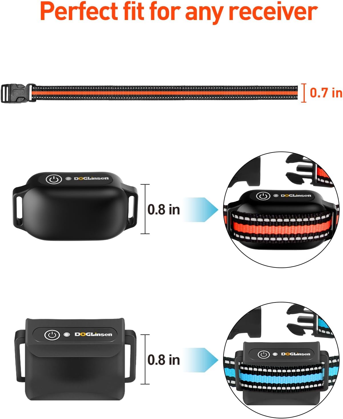 DOGLinsen 2-in-1 Bark and Shock Collar for Dogs, Smart Anti Barking Dog Training Collar with 5 Adjustable Sensitivity, Automatic Bark Collar with Remote, Vibration, Beep, Shock and Automatic