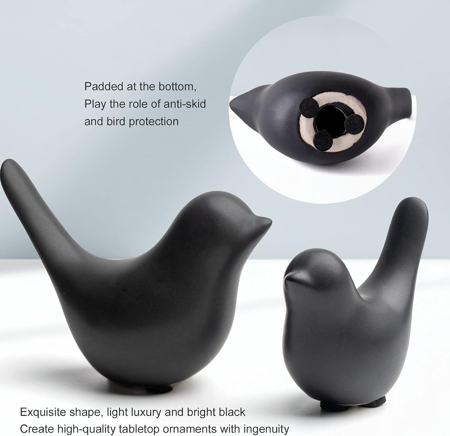 Notakia Small Birds Statues Pink Home Decor Modern Style Decorative Ornaments for Living Room, Bedroom, Office Desktop, Cabinets (Black 2Pcs)