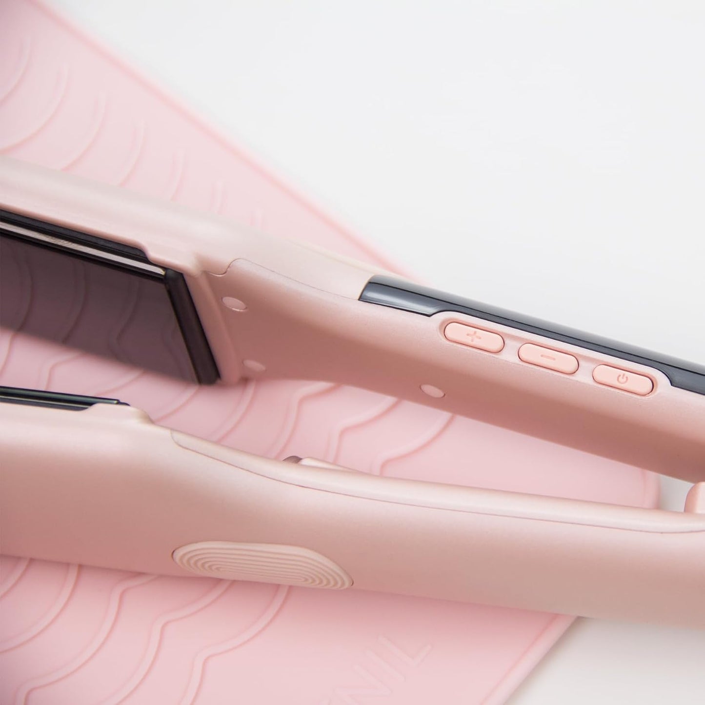 ANGENIL Pro Titanium Flat Iron Hair Straightener, Dual Voltage Straightening and Curling Iron in One, 15s Fast Heating, Negative Ion Round Pink Hair Straightener with Heat Resistant Silicone Mat Pad