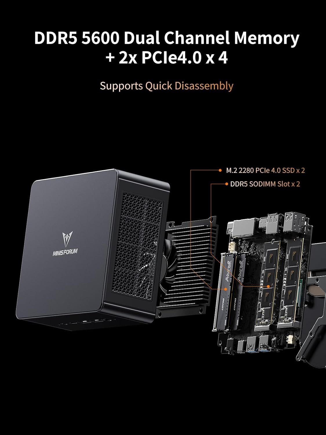 MINISFORUM UM760 Slim Mini PC AMD Ryzen 5 7640HS(6C/12T, up to 4.3GHz) 16GB RAM 1TB SSD Micro Computer, HDMI(4K), DP(4K),USB4(8K) Triple Video Output, AMD Radeon 760M Graphics 2.5G LAN Small PC