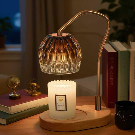 WYghyronic Candle Warmer Lamp with Timer & 4-Level Dimmer, Electric Wax Warmer for Jar Candles, Brown Home Decor with 2 Bulbs, Gift for Women, Men, Housewarming (Grayish)