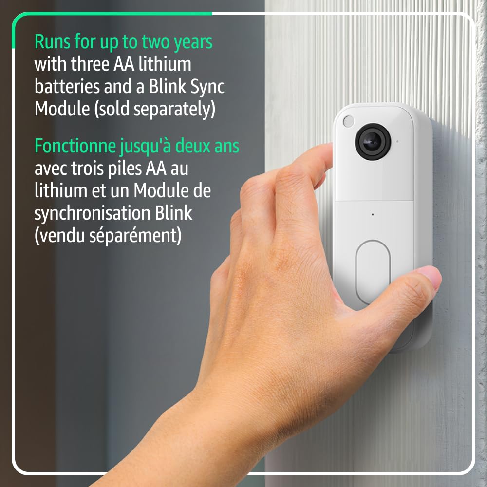All-new Blink Video Doorbell – Head-to-toe HD view, two-year battery life, and simple setup. Required Sync Module not included – Add-On (Black)