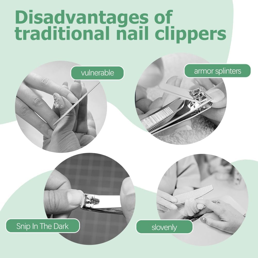 Electric Automatic Nail Clipper, 2025 New Electric Automatic Nail Clippers Trimmer with Led Light, USB Rechargeable Fingernail Clippers Fingernail Manicure Set for Seniors Baby Kids Adults (White)