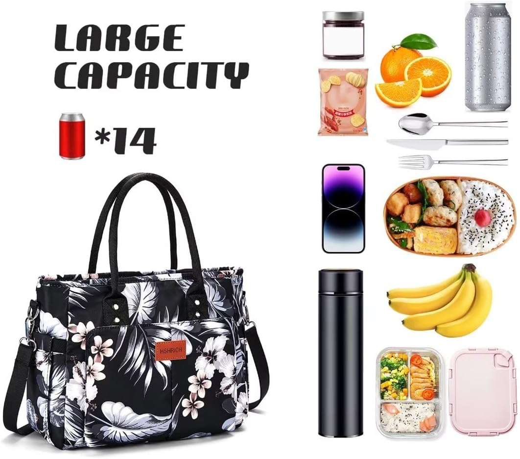 Lunch Bag for Women, Insulated Lunch Box for Work, Large Leakproof Cooler Purse with Side Pockets & Removable Shoulder Strap Women's Lunch Tote Bag for Picnic Work Beach Cute Lunch Bags (Heart)