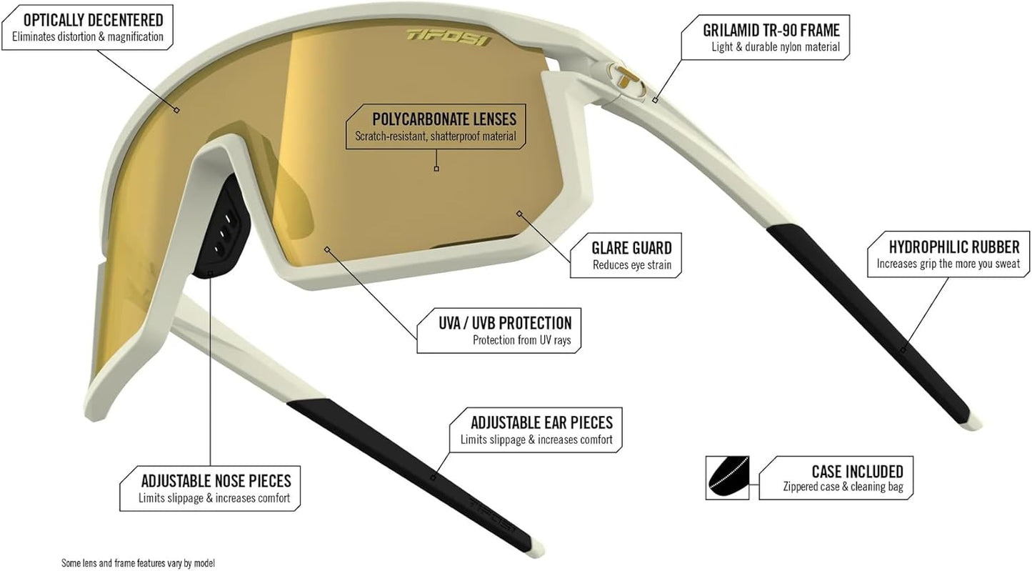 Tifosi Moab Cycling Glasses - Ideal For Cycling (Gravel, MTB & Road), Baseball & Pickleball - Shatterproof Polycarbonate Lens