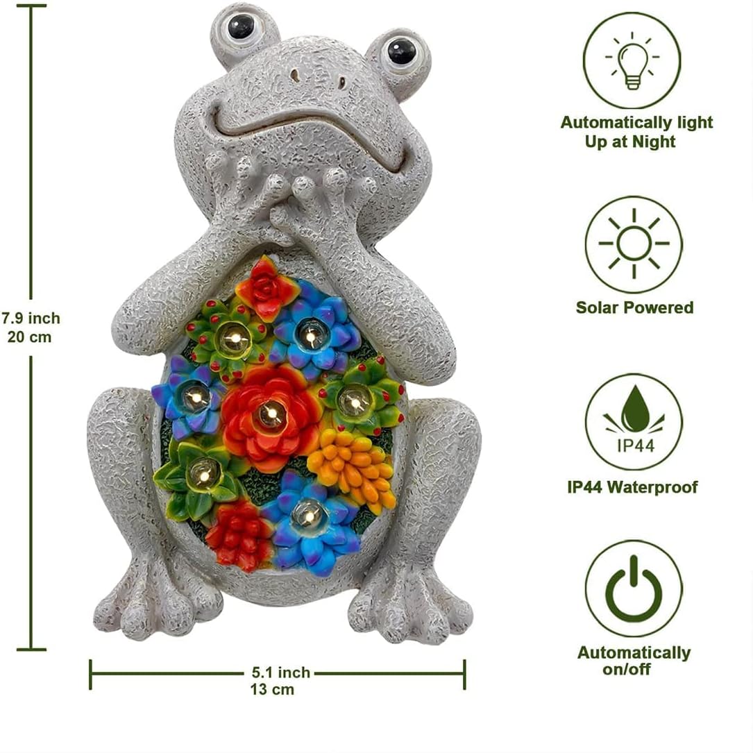 Nacome Solar Frog Riding Turtle for Garden Decor - Outdoor Statues for Patio,Yard,Balcony Ornament,Turtle Gifts for Women/Mom/Grandma,Mom's Best Gift