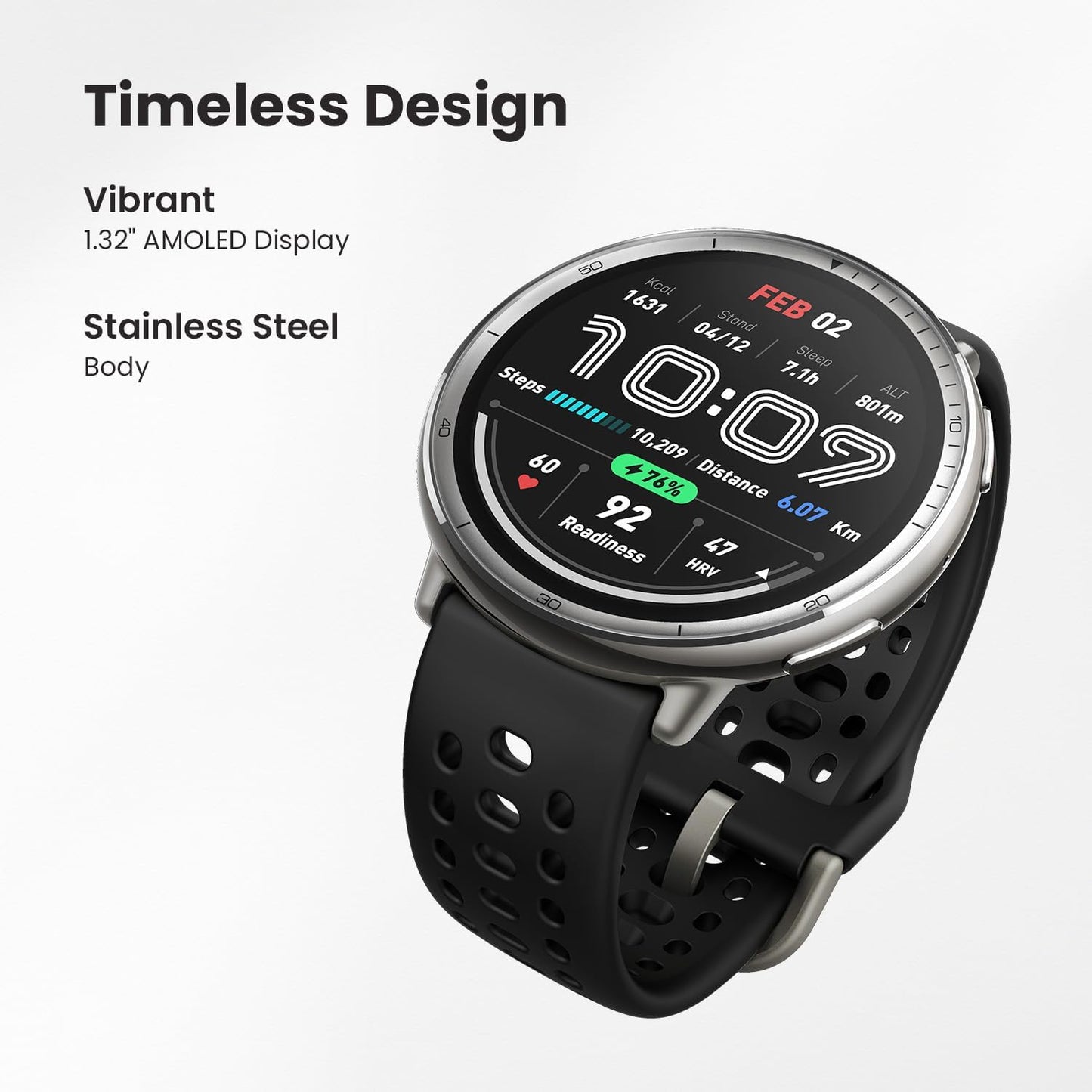 Amazfit Active 2 Smart Watch 44mm, GPS Maps with Direction, Fitness Tracker, 10 Day Battery, Sleep Monitor, 160+ Sport Modes, Water Resistant, for Android & Apple iPhone, Black Sport Silicone