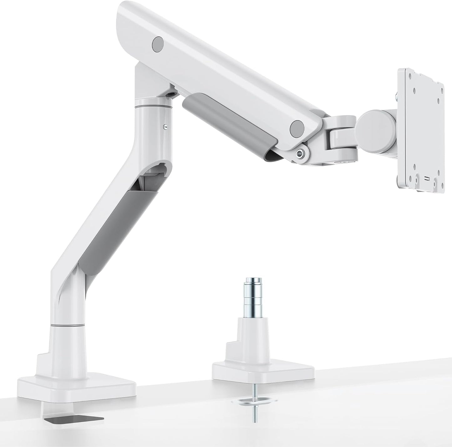 monTEK Premium Aluminum Monitor Arm for 17–57” Ultrawide Screens up to 59 lbs, USB 3.0 Single Desk Mount with Adjustable Gas Spring, Quick-Release Plate, 10-Min Assembly, Clamp/Grommet, VESA 100x100