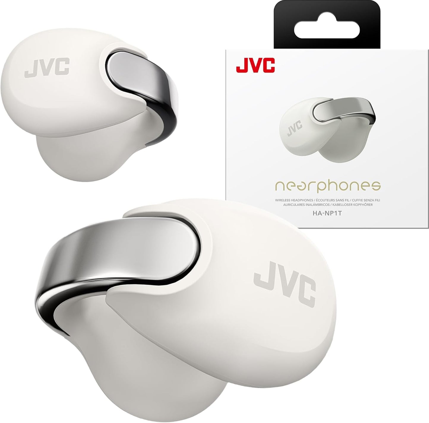 JVC nearphones Open Ear-Cuffs Wireless Headphones with Clasp Mechanism, Multipoint, Single Ear use, BT 5.3, Long Battery Life (up to 24 Hours) - HA-NP1T-A Teal Blue