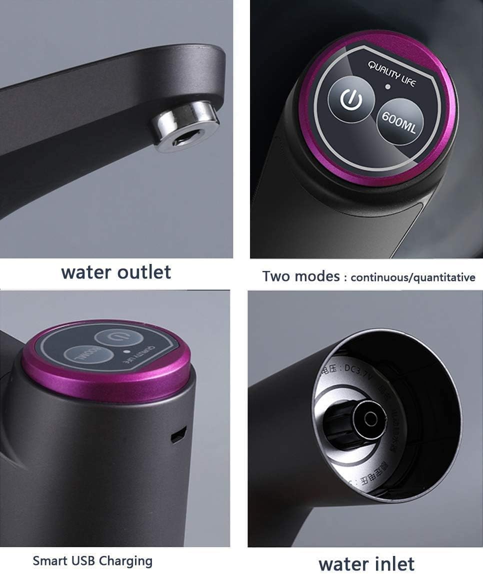 Cozy Blue Water Dispenser, Portable Water Bottle Pump for Universal 3, 4 and 5 Gallon with USB Electric Charging and Automatic Off Switch (Black)