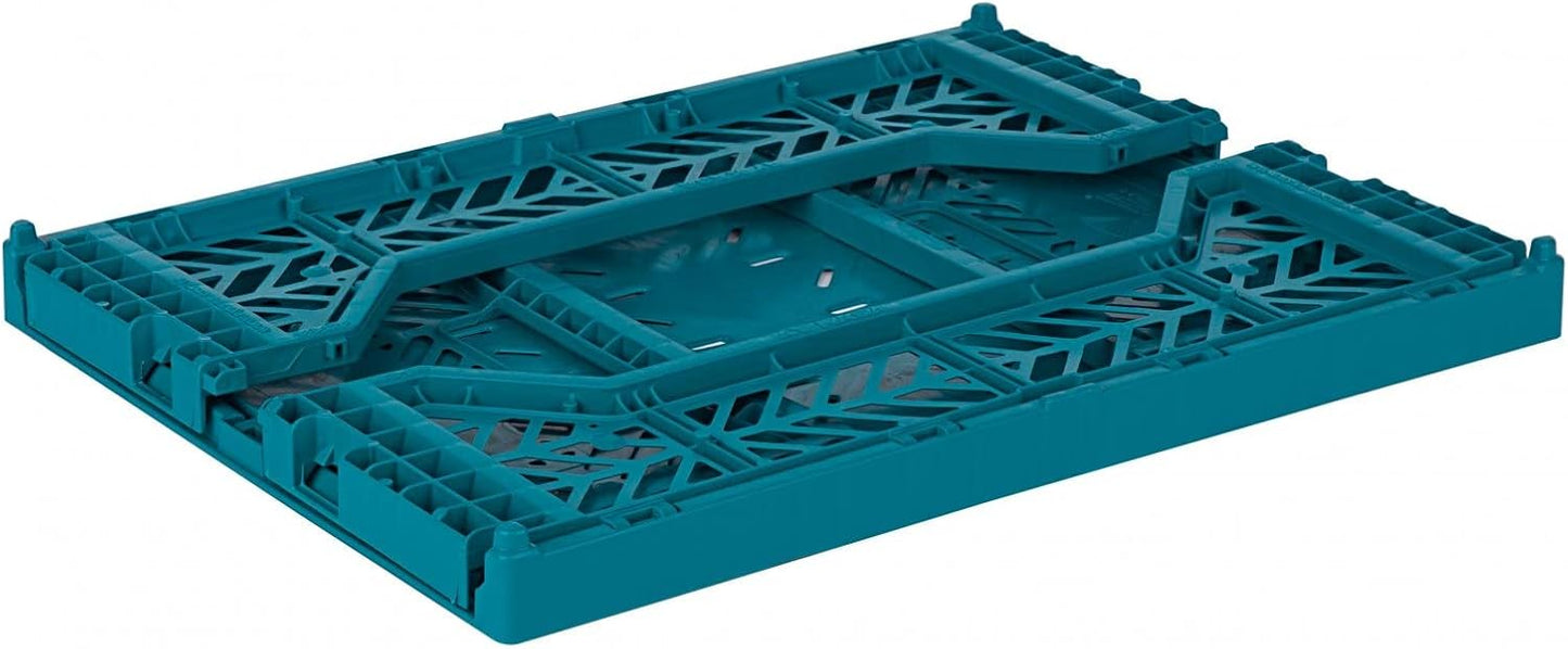 AYKASA Collapsible Storage Bins, Plastic Crate for Storage, Collapsible Crate, Utility Stackable Box (Small, Arctic blue)
