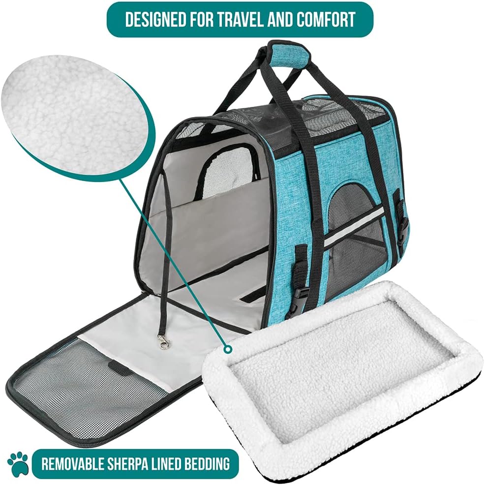 Premium Airline Approved Soft-Sided Pet Travel Carrier by PetAmi | Ventilated, Comfortable Design with Safety Features | Perfect For Plane or Car | Ideal for Small to Medium Sized Cats, Dogs, and Pets