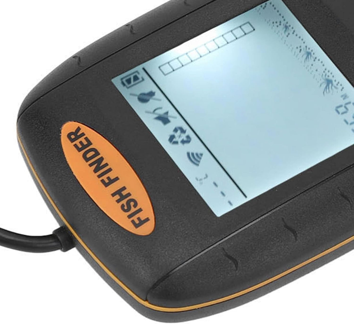 Generic Portable Fish Finder, Sonar Sensor Handheld Fish Depth Finder for Kayak Boat, Lake Fishing with Lanyard, 5 Level Sensitivity Adjustment, Fish Notification, 4-5 Hours Working