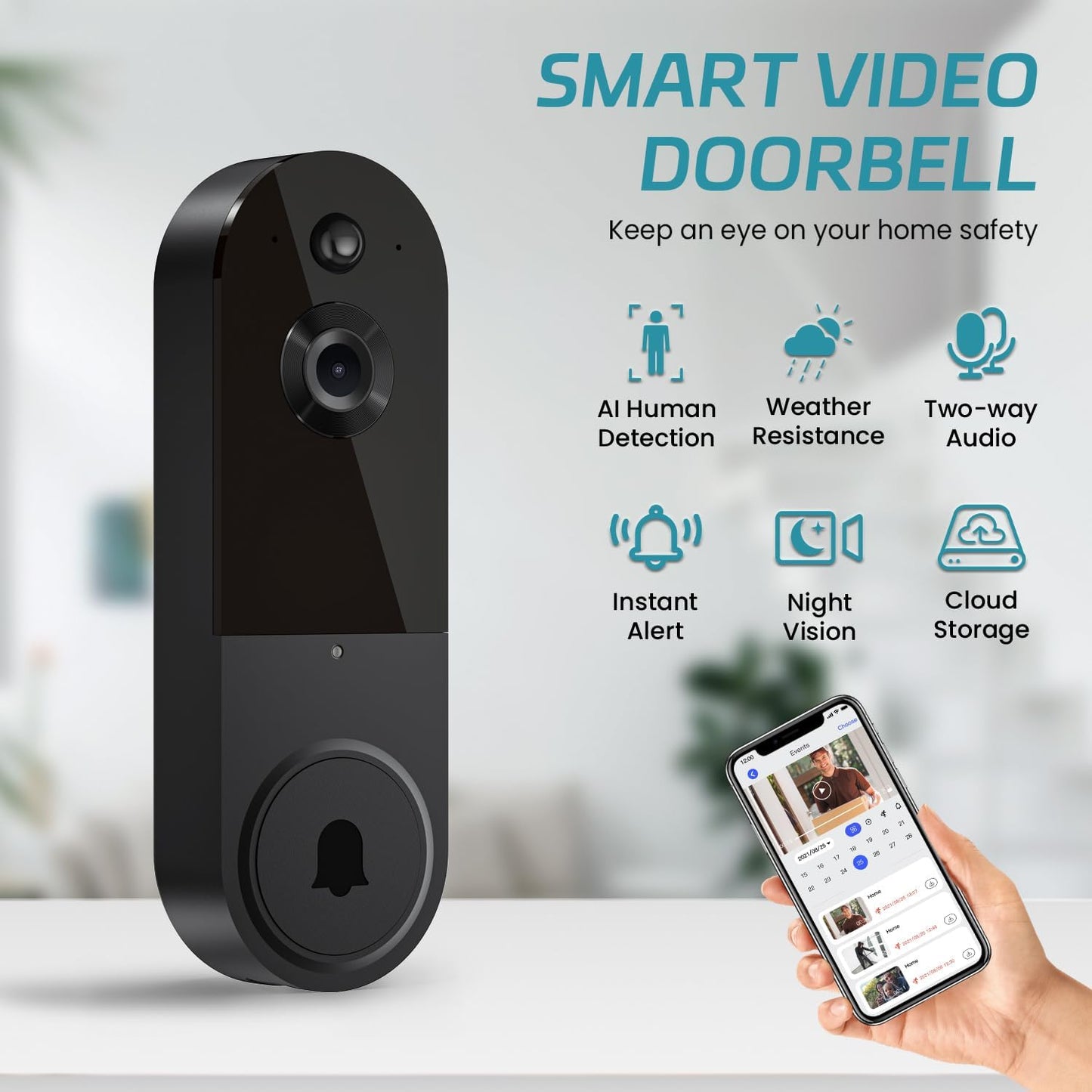 Occuwave 1080P Video Doorbell Camera Wireless, Cloud Storage, Live View, 2-Way Audio, Night Vision, Included Ring Chime, 2.4Ghz WiFi Only, Indoor Surveillance, Real-Time Alert (Silver)