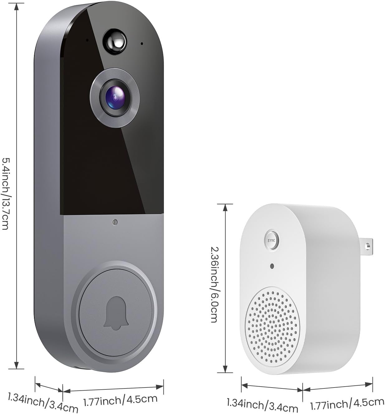 Occuwave 1080P Video Doorbell Camera Wireless, Cloud Storage, Live View, 2-Way Audio, Night Vision, Included Ring Chime, 2.4Ghz WiFi Only, Indoor Surveillance, Real-Time Alert (Silver)
