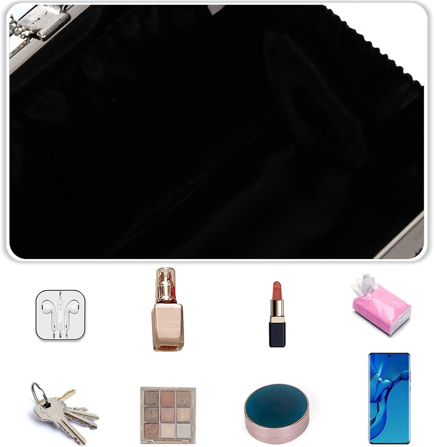 CORIOS Women Velvet Evening Bag Sparkly Rhinestone Clutch Bag Bridal Wedding Purse Charming Glittering Handbag