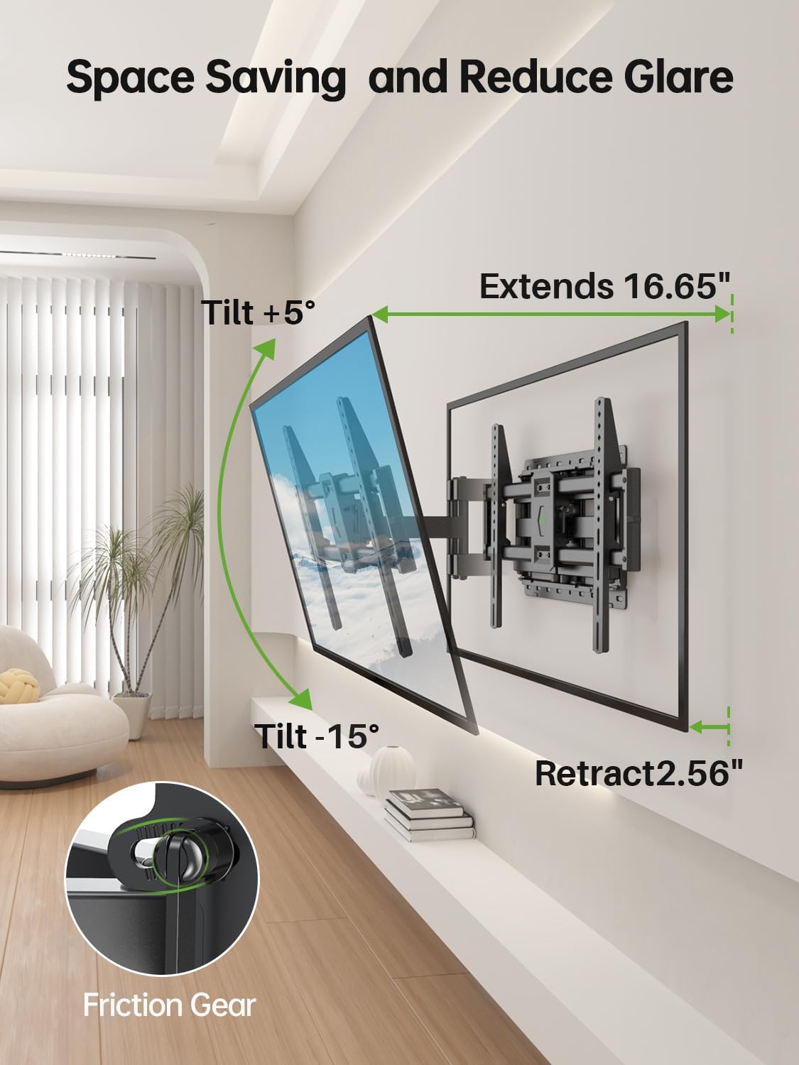USX MOUNT Full Motion TV Wall Mount for Most 47-84 inch Flat Screen TVs, Wall Mount TV Bracket with Dual Swivel Articulating Arms, TV Mount with Max VESA 600x400mm, up to 132lbs, Fits 8” 12” 16" Studs