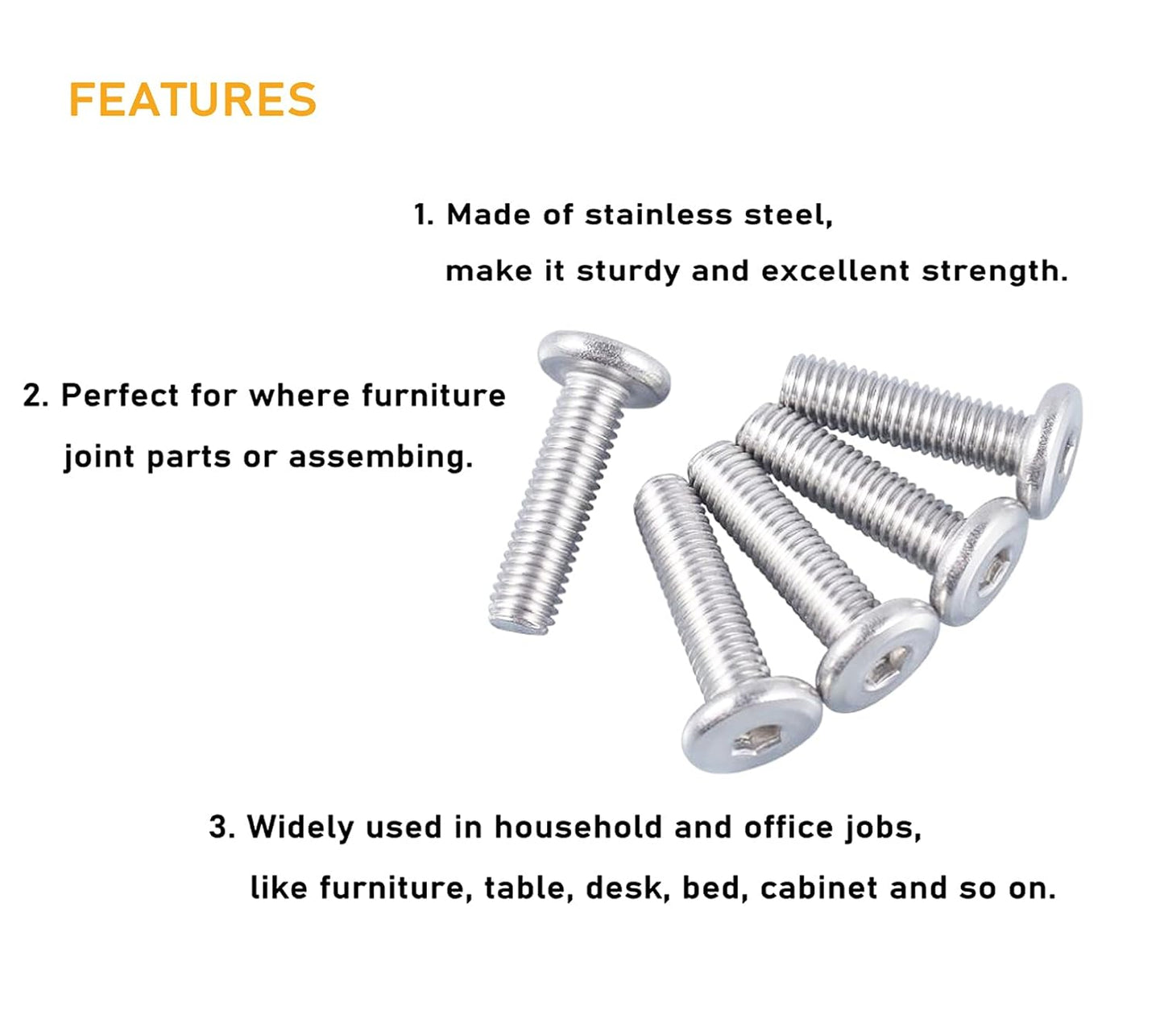 binifiMux 4pcs M10-1.25 x 70mm Serrated Flanged Hex Bolts Flange Hexagon Screws, Stainless Steel 18-8 (304), Plain Finish, DIN 6921