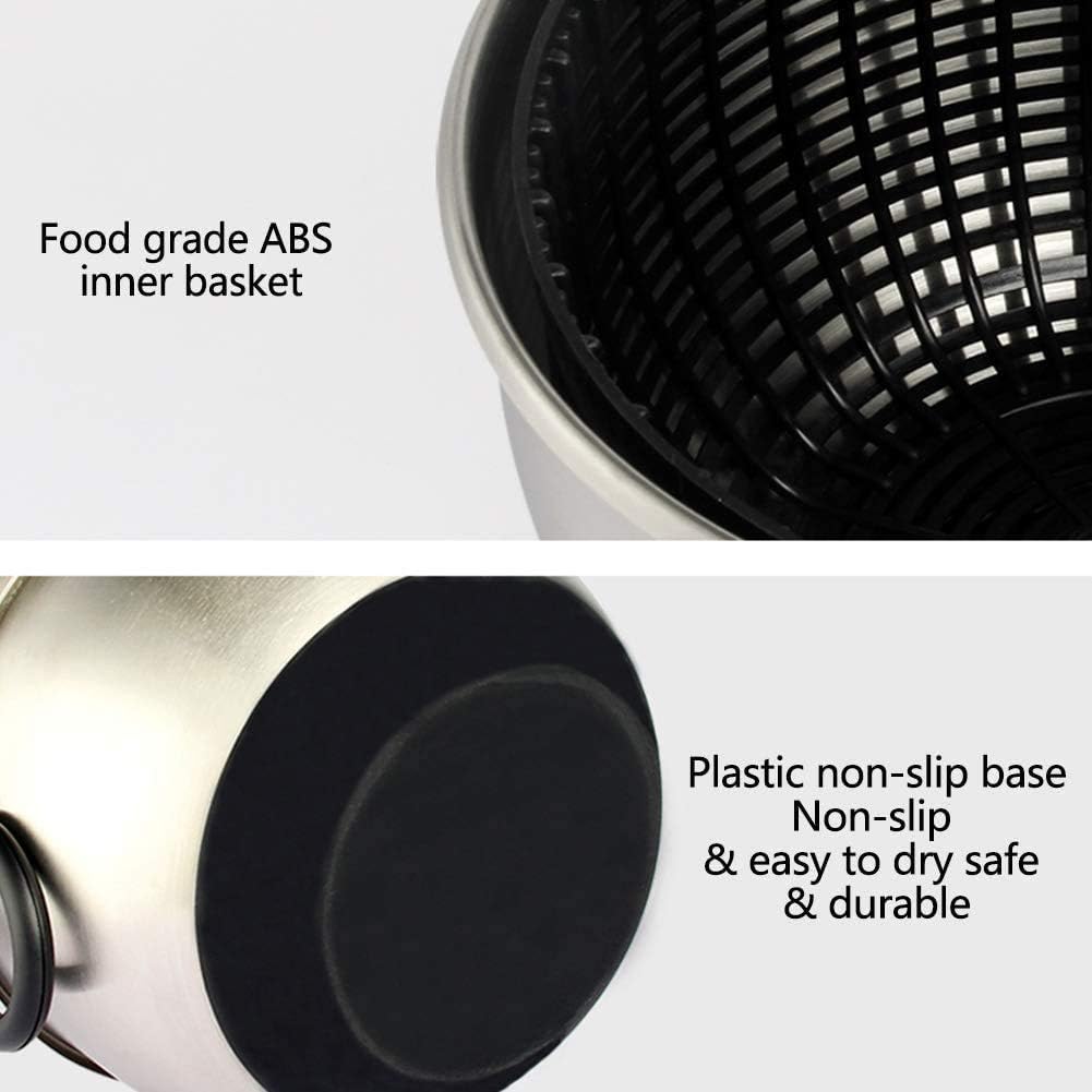 Salad Spinner, Stainless Steel Salad Vegetable Dehydration,Large Capacity Salad Dryer,Household Rotary Kitchen Washing Vegetable and Fruit Water Spinner-A