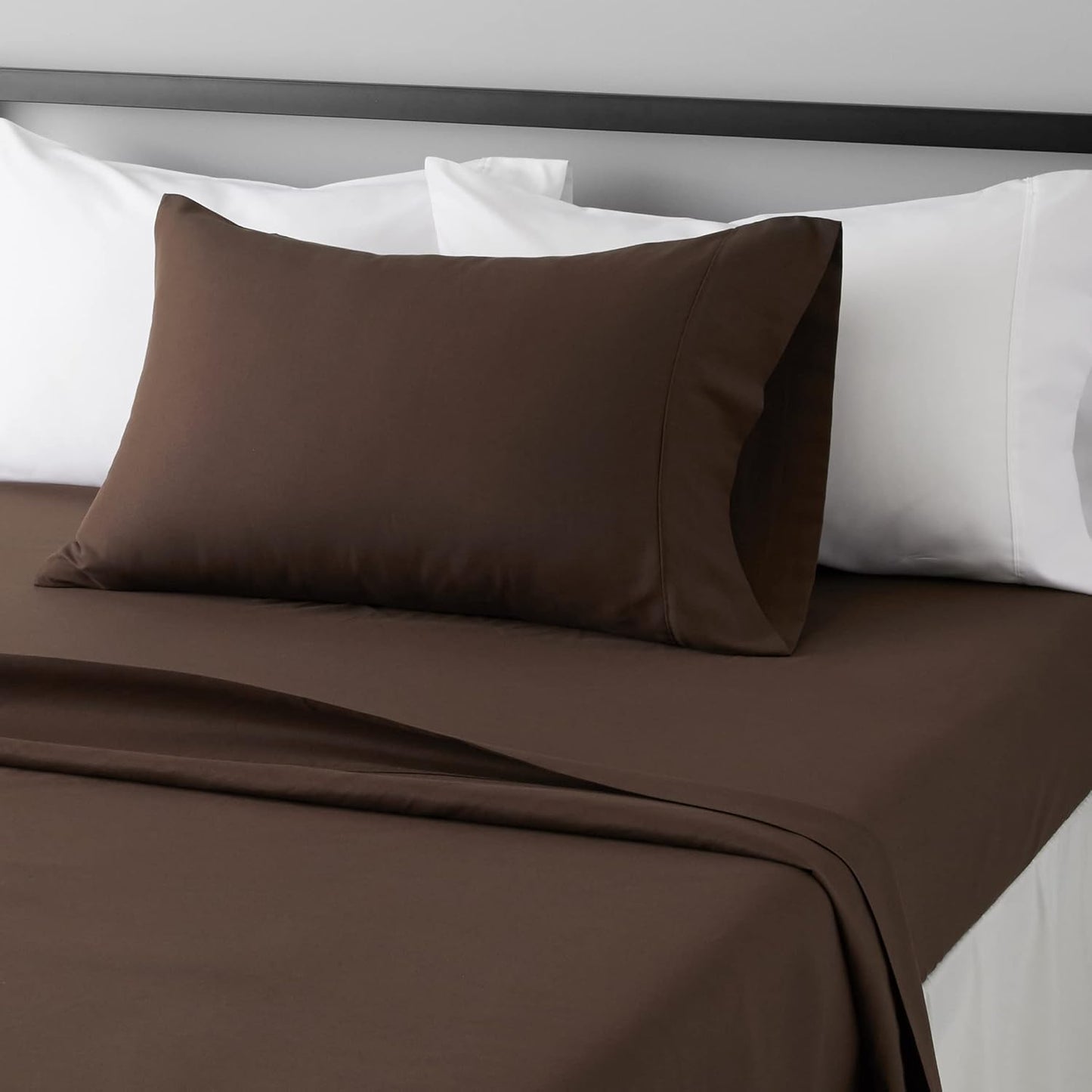 Amazon Basics Lightweight, Breathable Microfiber 4-Piece Bed Sheet Set with 14-Inch Deep Pockets, Full, Blush Pink, Solid
